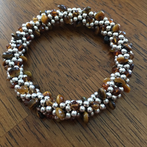 Sterling Silver & Tigers Eye Beaded Bracelet - Picture 2 of 5